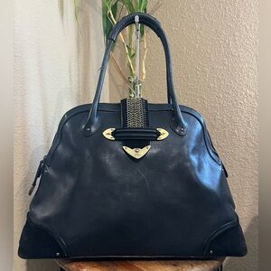 CHRISTIAN DIOR BLACK LEATHER JEANNE HANDBAG